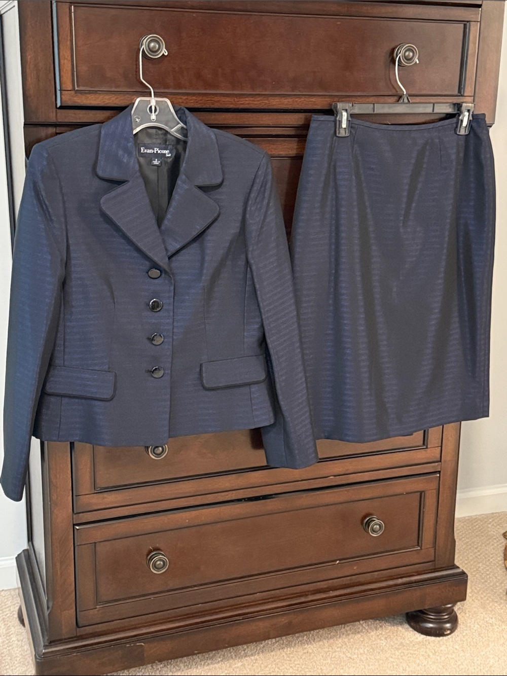 Evan Picone Women's Dark Blue Skirt Set